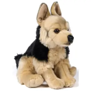 Uni Toys 32314A-DS German Shepherd Black and Beige 27cm Sitting Dog Plush Toy