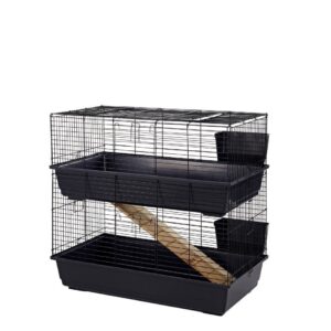 Rabbit & Guinea Pig Cage 100cm – Indoor Double-Tier, Blue/Black | Little Friends