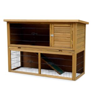 Pent Hutch with 2 Tiers - Large | Rabbit Guinea Pig Outdoor Home | L: 136.4cm x W: 50cm x H: 92cm