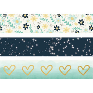 Simple Stories Washi Tape Flowers Stars Hearts 15mm X 50ft