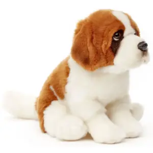 Uni Toys B21724R Brown and White St. Bernard 25cm Sitting Dog Plush Toy