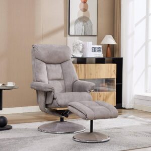 Biarritz Soft Fabric Swivel Recliner - Almond / Free Footstool / Fabric
