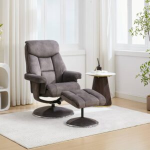 Biarritz Soft Fabric Swivel Recliner - Carbon Grey / Free Footstool / Fabric