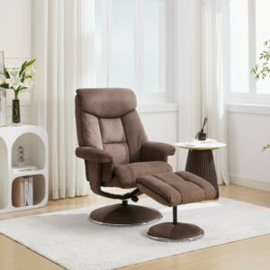 Biarritz Soft Fabric Swivel Recliner - Fawn / Free Footstool / Fabric