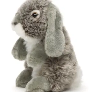 Uni Toys C802431A-GR Lop-Eared Rabbit Grey 18cm Standing Bunny Plush Toy