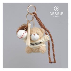 Bessie London CM028 Baseball Bear Plush Bag Charm Accessory