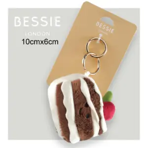 Bessie London CM109 Black Forest Cake Plush Bag Charm Accessory