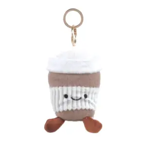 Bessie London CM116 BEIGE Coffee Cup Plush Bag Charm Accessory