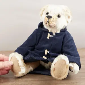 CoopersTown DWBLAKE Blake Jointed 30cm Cream Plush Bear with Navy Coat