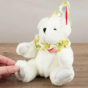 CoopersTown DWCHUCKLES Chuckles Jointed 22cm White Bear with Clown Hat and Ruff