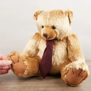 CoopersTown DWBRUCE Bruce Jointed 34cm Golden Plush Bear with Maroon Scarf