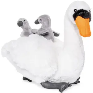 Uni Toys F70064 Swan with Baby Cygnets White 24cm Swimming Bird Plush Toy
