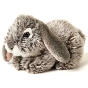 Uni Toys G80152A-GR Lop-Eared Rabbit Grey 18cm Lying Bunny Plush Toy