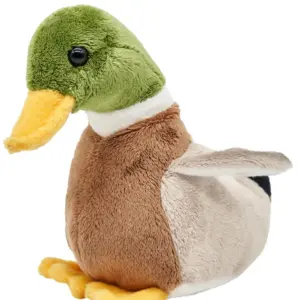 Uni Toys L57035R3 Mallard Duck Grey, Green and Brown 16cm Sitting Bird Plush Toy