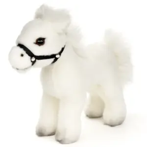 Uni Toys L59030W White Horse with Bridle 23cm Standing Pony Plush Toy