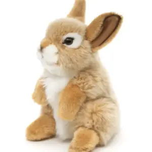 Uni Toys L68047A-BE Bunny Beige and White 18cm Standing Rabbit Plush Toy