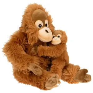 Uni Toys L75038 Orangutan with Baby Fluffy 49cm Sitting Great Ape Plush Toy