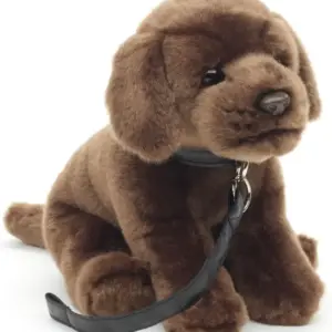 Uni Toys L82114R3 Brown Labrador with Leash 23cm Sitting Puppy Dog Plush Toy