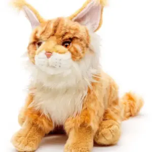 Uni Toys M30495A-BR Ginger Maine Coon 27cm Sitting Cat Plush Toy