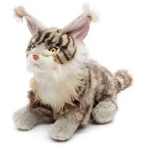 Uni Toys M30495A-GR Grey Maine Coon 27cm Sitting Cat Fluffy Plush Toy