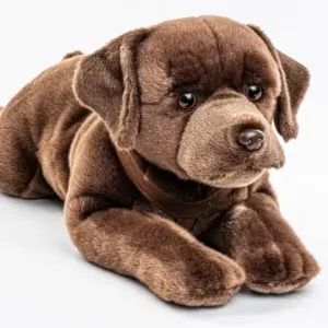 Uni Toys N20358 Chocolate Labrador with Harness 60cm Lying Dog Plush Toy