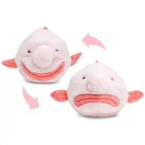 Uni Toys N60214 Reversible Blobfish (Sad or Happy) Light Pink 30cm Plush Toy