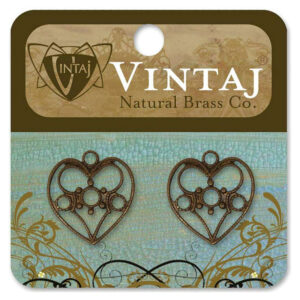 Vintaj Natural Brass Co. 19 X 18mm Delicate Heart