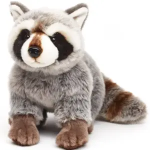 Uni Toys WA0231 Raccoon Grey, Brown, Black and White 25cm Sitting Plush Toy