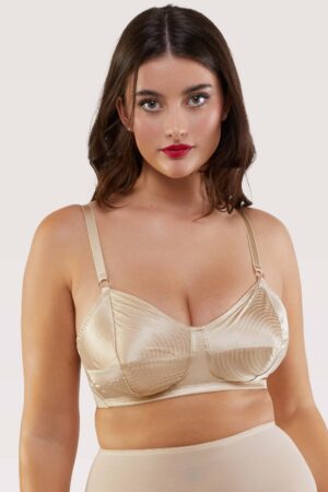 Champagne Spiral Stitch Bullet Bra | UK 36DD | Bettie Page Lingerie