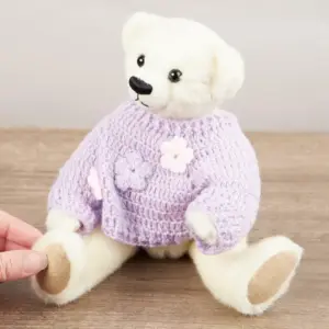 CoopersTown DWBBREMMA Emma Jointed 25cm Light Bear with Purple Knit Jumper