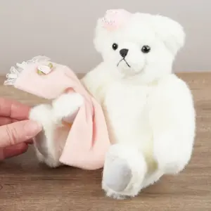 CoopersTown DWBBRLILLY Lilly Jointed 19cm White Bear with Light Pink Blanket