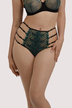 Dakota Green & Gold Snake High Waist Brief | UK 8 | Playful Promises