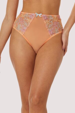 Naomi Orange Floral Embroidered High Waisted Brief | UK 10 | Playful Promises