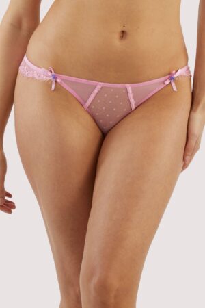 Ziggy Pink Lace And Spotted Mesh Brief | UK 26 | Playful Promises
