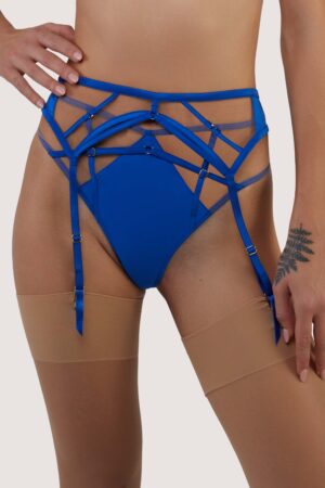 Ramona Cobalt Blue Strap Detail Illusion Mesh Suspender | UK 18 | Playful Promises