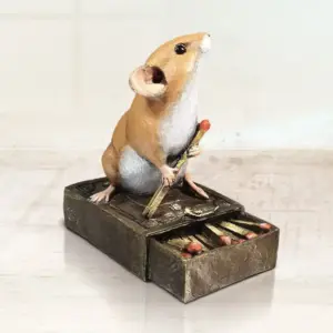 Richard Cooper 258BR Cold Cast Bronze Mouse on Matchbox