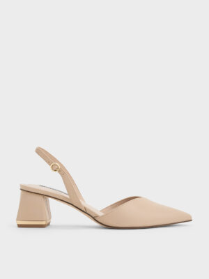 Charles & Keith - Katarina Metallic-Heel Slingback Pumps