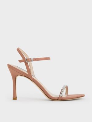 Charles & Keith - Ambrosia Textured Gem-Embellished Ankle-Strap Pumps