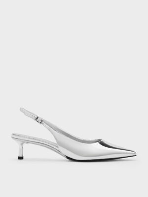 Charles & Keith - Curtis Metallic Slingback Kitten Heels