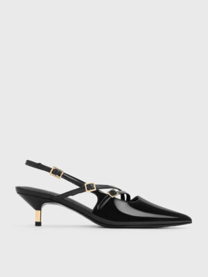 Charles & Keith - Patent Pointed Slingback Kitten Heels