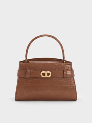 Charles & Keith - Aubrielle Croc-Effect Belted Top Handle Bag