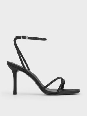 Charles & Keith - Satin Crystal Stiletto Sandals