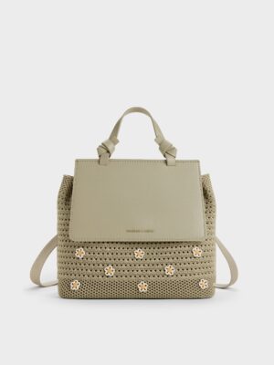 Charles & Keith - Girls' Ida Stripped Knitted Backpack