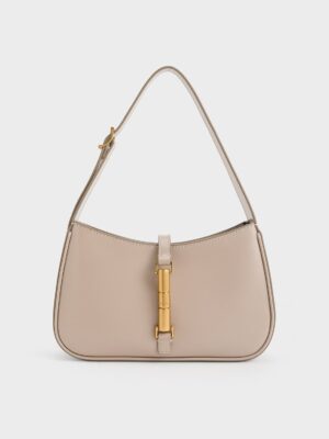Charles & Keith - Cesia Metallic-Accent Shoulder Bag