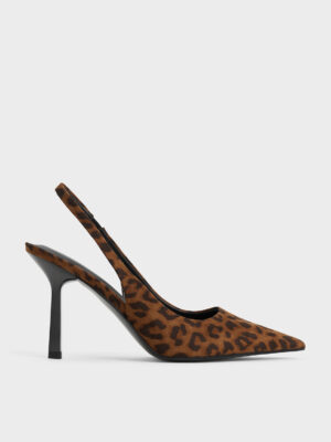 Charles & Keith - Leopard-Print Pointed Slingback Pumps