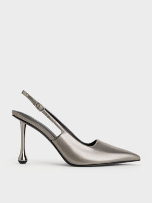 Charles & Keith - Metallic Sculptural-Heel Pointed Pumps