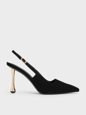 Charles & Keith - Faux Suede Sculptural-Heel Pointed Pumps