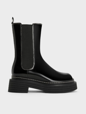 Charles & Keith - Stitch-Trim Platform Chelsea Boots