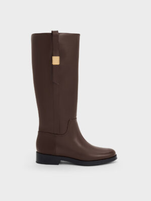 Charles & Keith - Yvette Metallic-Accent Knee-High Boots