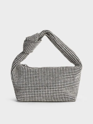 Charles & Keith - Crystal-Embellished Knotted-Strap Shoulder Bag